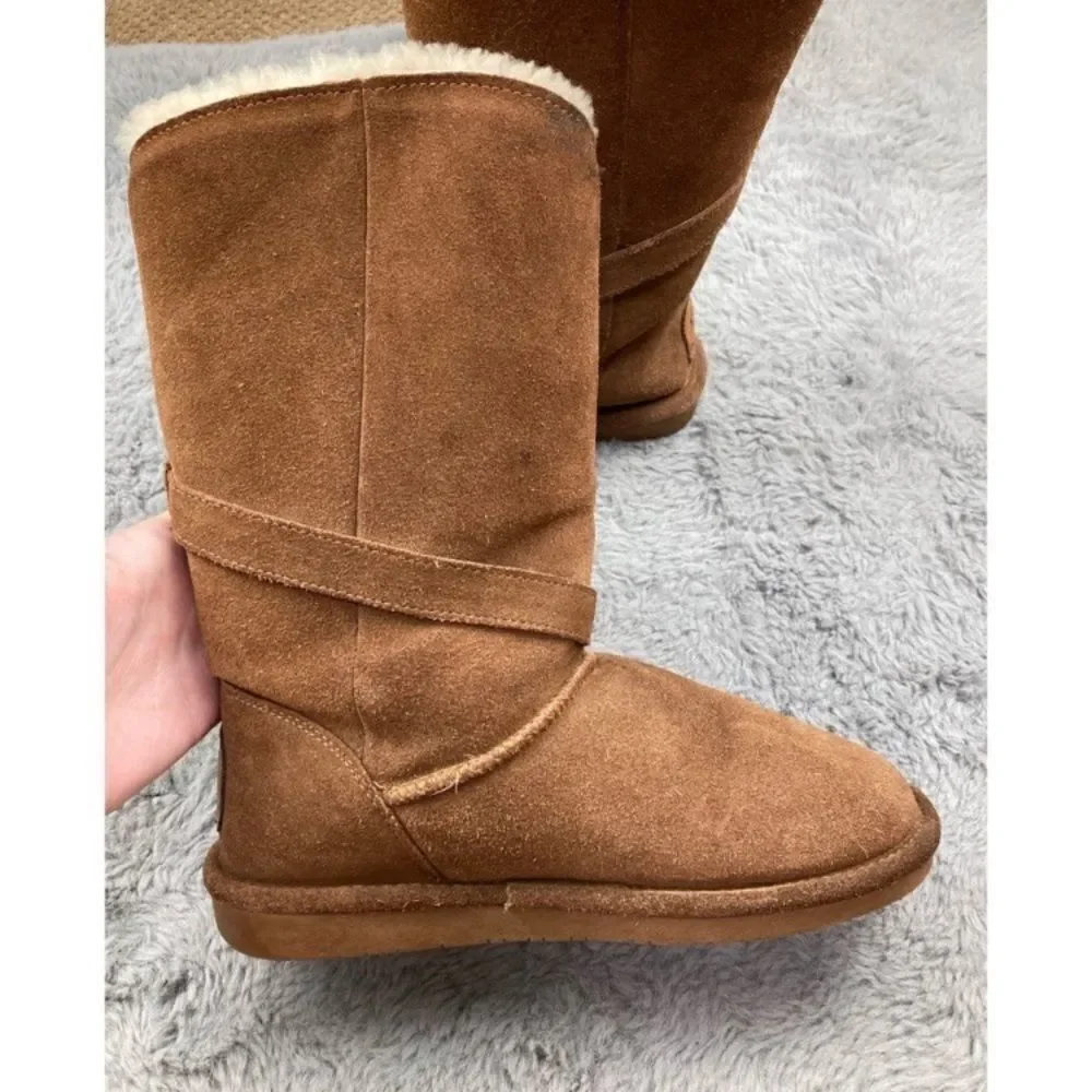 BearPaw Tatum tan suede wool sheepskin boots